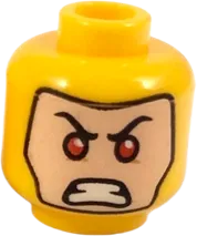 Minifigure, Head Dual Sided Balaclava with Light Nougat Face, Red Eyes, Firm / Angry with Gritted Teeth Pattern - Hollow Stud