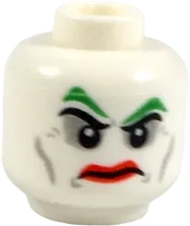 Minifigure, Head Dual Sided Green Eyebrows, Light Bluish Gray Eye Shadow and Cheek Lines, Red Lips, Bright Light Yellow Teeth, Open Mouth Smile / Frown Pattern &#40;The Joker&#41; - Hollow Stud