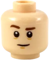 Minifigure, Head Dual Sided Reddish Brown Eyebrows &#40;Quirrell&#41; / Crooked Tan Face with Dark Orange Contours &#40;Voldemort&#41; Pattern - Hollow Stud