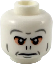 Minifigure, Head Alien with Black Eyebrows and Nose Slits, Dark Bluish Gray Contours, and Light Nougat Eye Shadow Pattern &#40;HP Voldemort&#41; - Hollow Stud