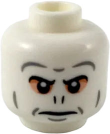 Minifigure, Head Alien with Black Eyebrows and Nose Slits, Dark Bluish Gray Contours, and Light Nougat Eye Shadow Pattern &#40;HP Voldemort&#41; - Hollow Stud