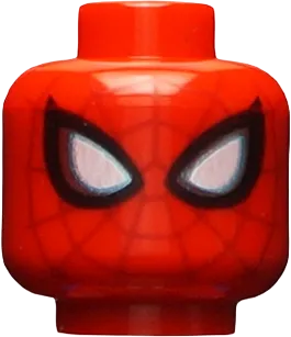 Minifigure, Head Alien with Spider-Man Dark Red Web and Large White Eyes Pattern - Hollow Stud