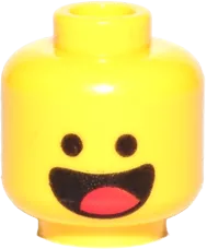 Minifigure, Head Dual Sided Black Standard Eyes, Smile with Tongue / Scared Pattern &#40;Benny&#41; - Hollow Stud