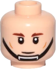 Minifigure, Head Dual Sided SW Brown Eyebrows, Cheek Lines, Black Chin Strap, Neutral / Frown Pattern - Hollow Stud