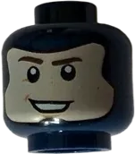 Minifigure, Head Dual Sided Balaclava, Light Nougat Face with Brown Eyebrows, Smile / Stern Pattern - Hollow Stud