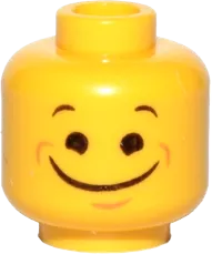 Minifigure, Head Dual Sided Black Eyes, Eyebrows, Wide Closed Mouth Smile / Closed Eyes, Smile with Tongue Pattern &#40;Benny&#41; - Hollow Stud
