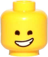 Minifigure, Head Dual Sided Lopsided Smile / Cheerful Pattern &#40;Emmet&#41; - Hollow Stud