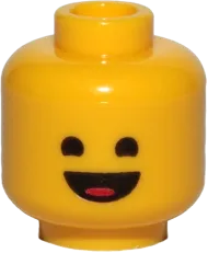 Minifigure, Head Dual Sided Black Standard Eyes, Smile with Tongue / Eyes with Heart Shape Pupils Pattern &#40;Benny&#41; - Hollow Stud