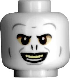 Minifigure, Head Alien with HP Voldemort, Tan Eyes, Yellow Teeth and Nostrils Pattern - Hollow Stud