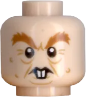 Minifigure, Head Dual Sided Crow's Feet,  Bushy Eyebrows and Rodent Teeth Pattern &#40;Peter Pettigrew&#41; - Hollow Stud