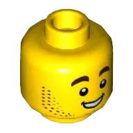 Minifigure, Head Dual Sided Stubble, Dimpled Chin, Angry Scowl with Tongue / Smile with Teeth Pattern - Hollow Stud