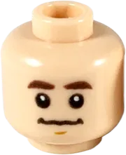 Minifigure, Head Dual Sided Dark Brown Eyebrows, Neutral / Confused with Lowered Left Eyebrow Pattern - Hollow Stud