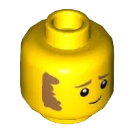 Minifigure, Head Medium Nougat Eyebrows and Sideburns, White Pupils, and Worried Look Pattern - Hollow Stud