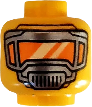 Minifigure, Head Pearl Dark Gray Mask with Orange Visor Pattern - Hollow Stud