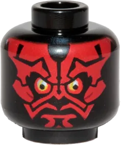 Minifigure, Head Alien with SW Darth Maul, Red Face, Neutral Pattern - Hollow Stud