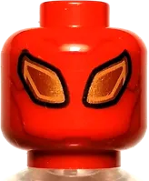 Minifigure, Head Alien with Large Gold Eyes with Black Outline, Dark Red Lines on Back Pattern - Hollow Stud