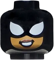 Minifigure, Head Balaclava with White Spider-Girl Eyes, Nougat Face with Smile Showing Teeth Pattern - Hollow Stud
