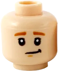 Minifigure, Head Dual Sided Child Dark Orange Eyebrows, Lopsided Smirk / Confused with Raised Right Eyebrow Pattern - Hollow Stud