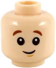 Minifigure, Head Dual Sided Child Reddish Brown Eyebrows, Smile / Concerned with Soot Pattern - Hollow Stud