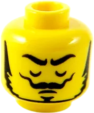 Minifigure, Head Dual Sided Black Eyebrows, Thin Moustache and Beard, Raised Right Eyebrow / Eyes Closed Pattern - Hollow Stud