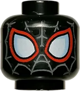 Minifigure, Head Alien with Spider-Man Dark Bluish Gray Webbing and White Eyes with Red Outline Pattern &#40;Miles Morales&#41; - Hollow Stud