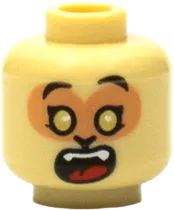 Minifigure, Head Dual Sided Medium Nougat Eye Mask, Gold Eyes, Open Mouth Surprised / Asleep with Drool Pattern - Hollow Stud