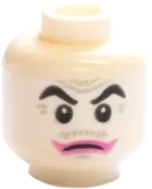 Minifigure, Head Dual Sided Black Eyebrows, Light Bluish Gray Wrinkles and Moustache, Dark Pink Lips, Open Mouth Smile with Teeth / Closed Mouth Pattern &#40;The Joker&#41; - Hollow Stud