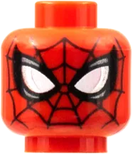 Minifigure, Head Alien with Spider-Man Black Web and Large White Eyes, Double Rimmed with Silver Edge Pattern - Hollow Stud