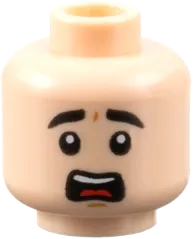 Minifigure, Head Dual Sided, Black Eyebrows, Smile / Scared Pattern - Hollow Stud