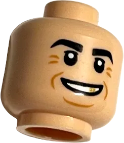 Minifigure, Head Black Eyebrows, Mean Grin and Gold Tooth Pattern - Hollow Stud