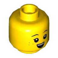 Minifigure, Head Dual Sided, Child, Black Eyebrows, Freckles, Small Open Smile / Sleeping Pattern - Hollow Stud