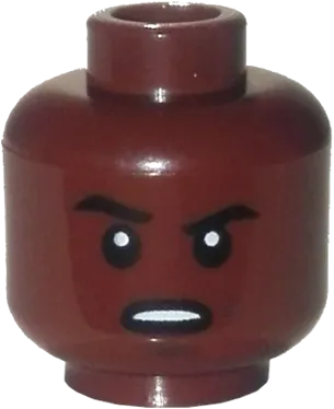 Minifigure, Head Black Eyebrows, Raised Right Eyebrow, Scowl with Open Mouth and Teeth Pattern - Hollow Stud