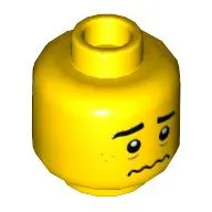 Minifigure, Head Dual Sided, Black Eyebrows, Medium Nougat Freckles, Open Mouth Smile / Scared Worried Pattern - Hollow Stud