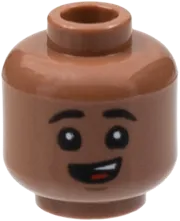 Minifigure, Head Dual Sided, Black Eyebrows and Eyes with White Pupils, Open Mouth Smile with Tongue / Sad Pattern - Hollow Stud