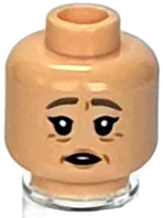 Minifigure, Head Dual Sided Female, Dark Bluish Gray Eyebrows, Peach Lips and Wrinkles, Smile / Concerned Pattern - Hollow Stud