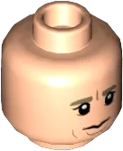 Minifigure, Head Dark Tan Eyebrows, Nougat Cheek Lines and Chin Dimple, White Pupils, Neutral Pattern - Hollow Stud
