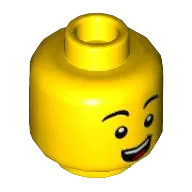 Minifigure, Head Dual Sided Black Eyebrows, Open Mouth with Teeth and Tongue, Wide Smile / Scared Pattern - Hollow Stud