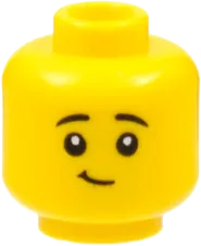 Minifigure, Head Dual Sided Child, Black Eyebrows, Smile with Teeth / Lopsided Grin Pattern - Hollow Stud