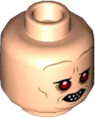 Minifigure, Head Alien with Bared Pointed Teeth, Red Eyes, White Pupils, and Wrinkles Pattern &#40;SW Bib Fortuna&#41; - Hollow Stud