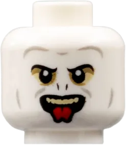 Minifigure, Head Alien with Black Eyebrows and Nose Slits, Light Bluish Gray Contours, Tan Teeth, Red Tongue Pattern &#40;HP Voldemort&#41; - Hollow Stud