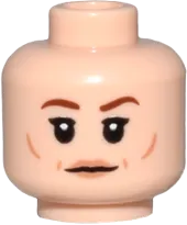 Minifigure, Head Dual Sided Female Reddish Brown Eyebrows, Medium Nougat Lips and Cheek Lines, and Neutral / Oxygen Mask Pattern - Hollow Stud