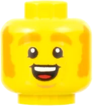 Minifigure, Head Dual Sided, Orange Eyebrows and Mutton Chops, Medium Nougat Chin, Grin / Open Smile Pattern - Hollow Stud