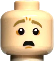 Minifigure, Head Dual Sided Dark Tan Eyebrows, Nougat Chin Dimple, Angry / Scared with Open Mouth Pattern - Hollow Stud