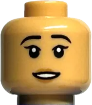 Minifigure, Head Dual Sided Female Black Eyebrows, Medium Nougat Lips, Open Mouth Smile with Teeth / Sad Pattern - Hollow Stud