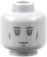 Minifigure, Head Dual Sided Statue Dark Bluish Gray Cheek Lines and Chin Dimple, Raised Eyebrows / Flat Eyebrows Pattern - Hollow Stud