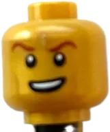 Minifigure, Head Dual Sided Dark Red Eyebrows, Diamond in Forehead, Scowl / Open Mouth Smile Pattern - Hollow Stud