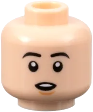 Minifigure, Head Dual Sided Black Eyebrows, Nougat Chin Dimple, Open Mouth Smile / Surprised Pattern - Hollow Stud
