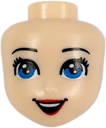 Mini Doll, Head Friends with Black Eyebrows, Medium Blue Eyes, Red Lips, and Open Mouth Smile with Teeth Pattern &#40;Ariel&#41;