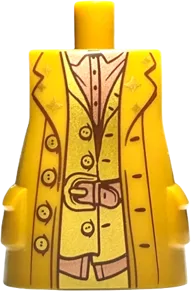 Torso Large, Long Coat with Molded Pockets with Broad Lapels, Copper Shirt and Belt, Pearl Gold Buckle and Vest, and &#39;20 YEARS LEGO Harry Potter&#39; on Back Pattern