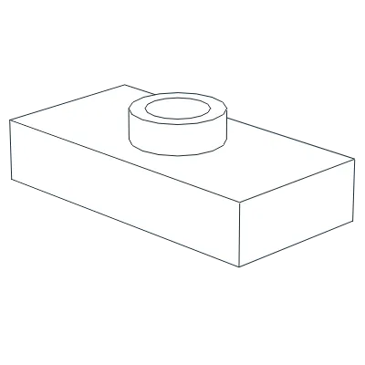 Plate, Modified 1 x 2 with 1 Stud without Groove &#40;Jumper&#41;